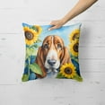 thumbnail image 2 of Carolines Treasures DAC6017PW1818 18 x 18 in. Unisex Basset Hound in Sunflowers Throw Pillow, 2 of 5