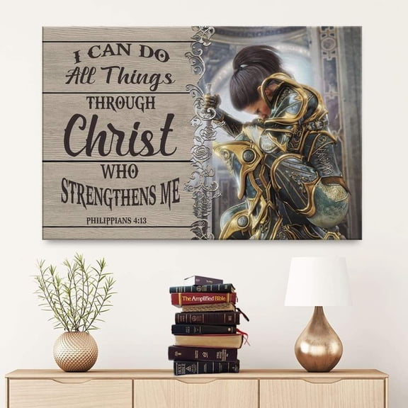 Philippians 4:13 Canvas Wall Art, I Can Do All Things Through Christ Print, Christian Hanging Wall Decor