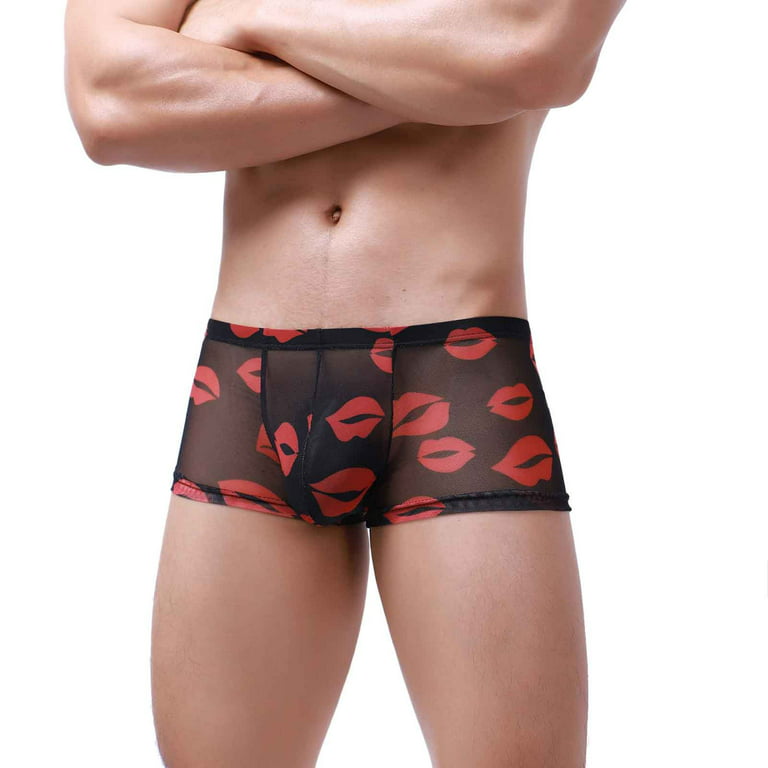 Men Underclothes Male Fashion Underpants Lips Lipstick Print Briefs  Knickers Underwear Pant Panties Man Temptation Lingerie Sets
