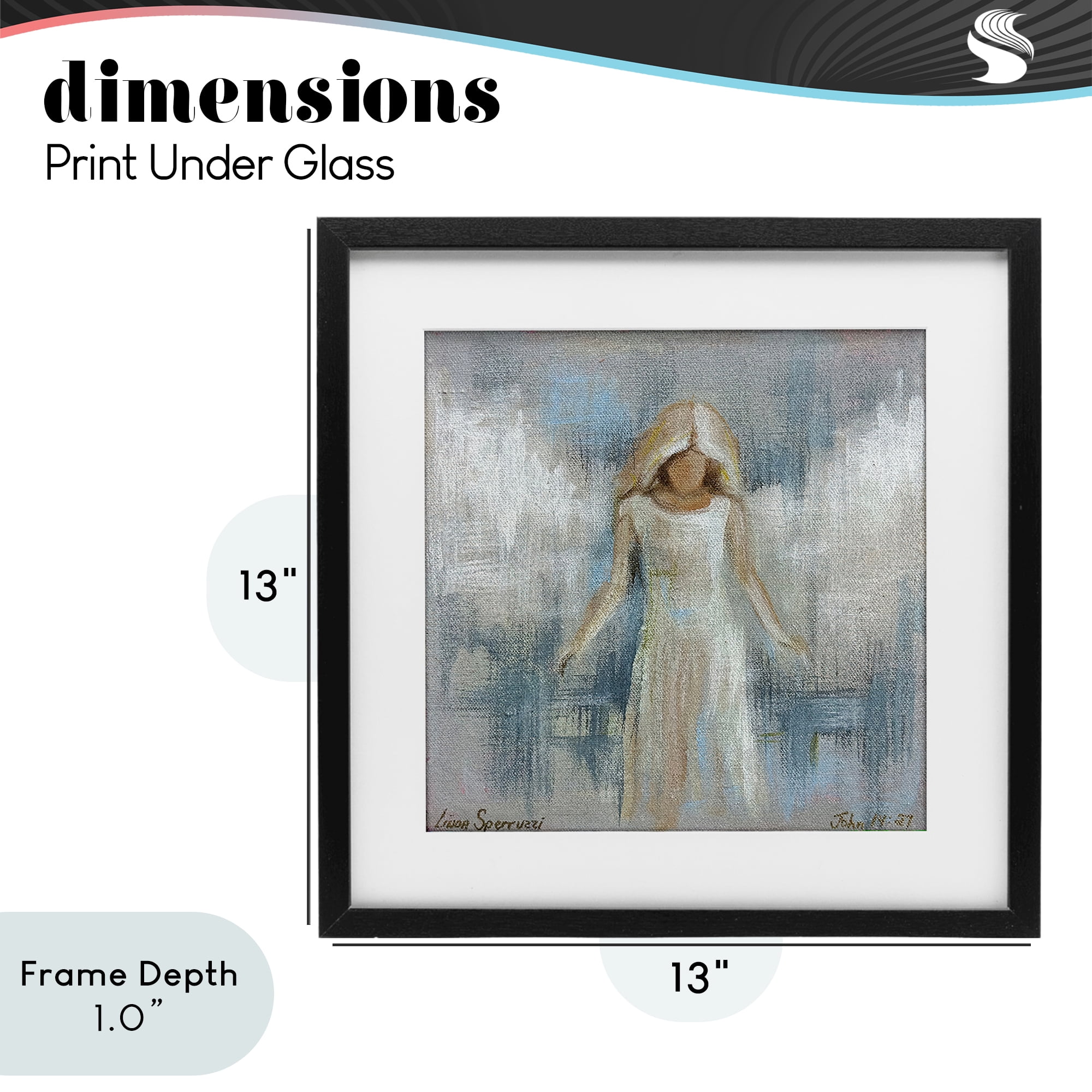 Stupell Industries Ethereal Peace Angel Black Framed Print Under Glass, design by Linda Sperruzzi