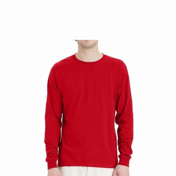 Hanes Essential-T Men's Long Sleeve T-Shirt, Crewneck, Classic Fit Cotton Tee, Athletic Red, XL
