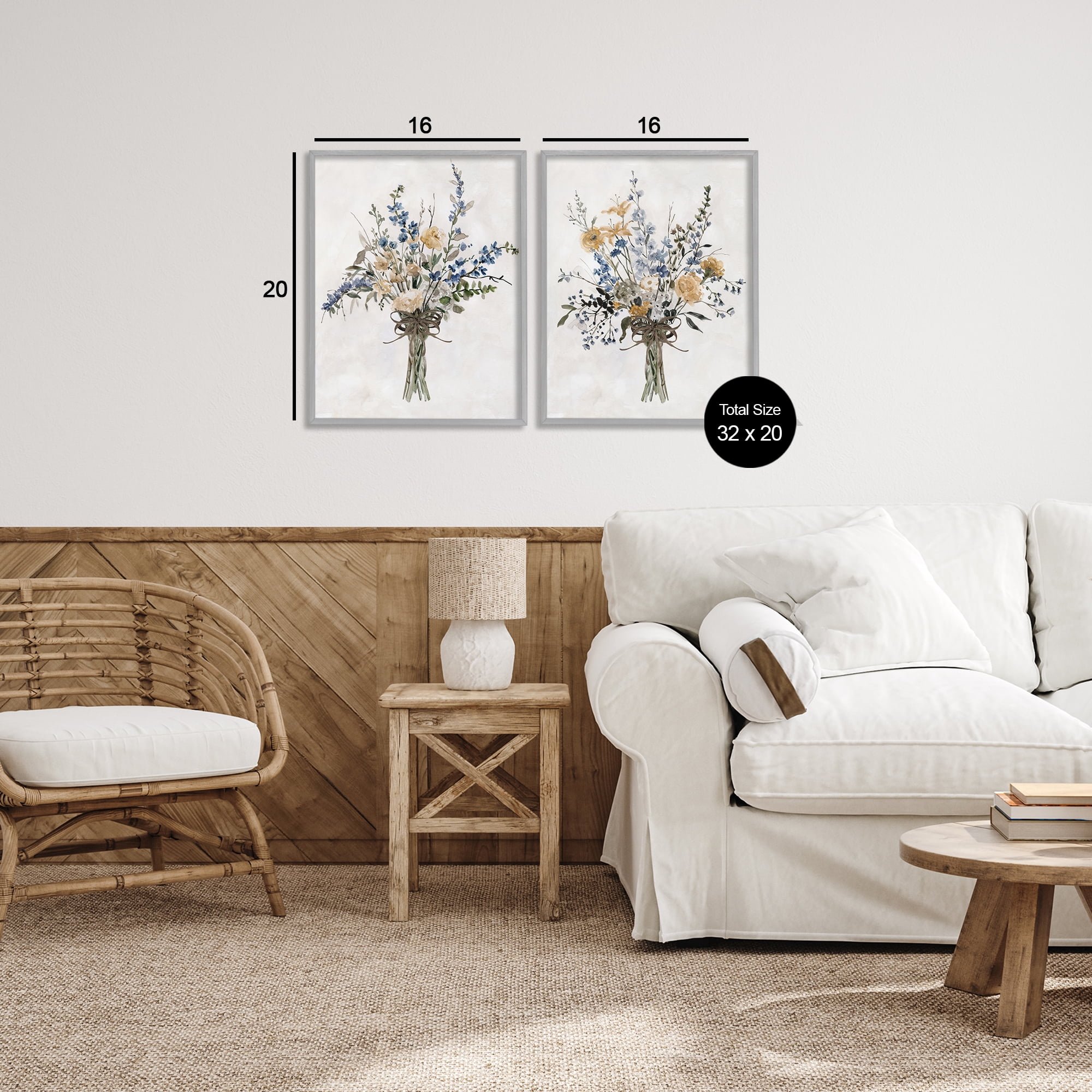Stupell Industries Bushels of Herbs 2 Piece Gray Framed Giclee Art Set, design by Carol Robinson