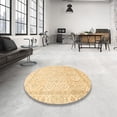 thumbnail image 3 of Ahgly Company Tapis d'Intérieur Rond Abstrait Jaune Soleil Oriental, 8 Pieds Rond, 3 of 6