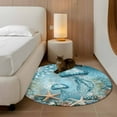 thumbnail image 3 of Coastal Jellyfish Round Area Rug 4 FT, Non Slip Indoor Outdoor Rug, Blue Coral Starfish Abstract Painting Washable Soft Circular Carpet Non-Shedding Floor Mat for Coffee Table Nursery Foyer Balcony, 3 of 8