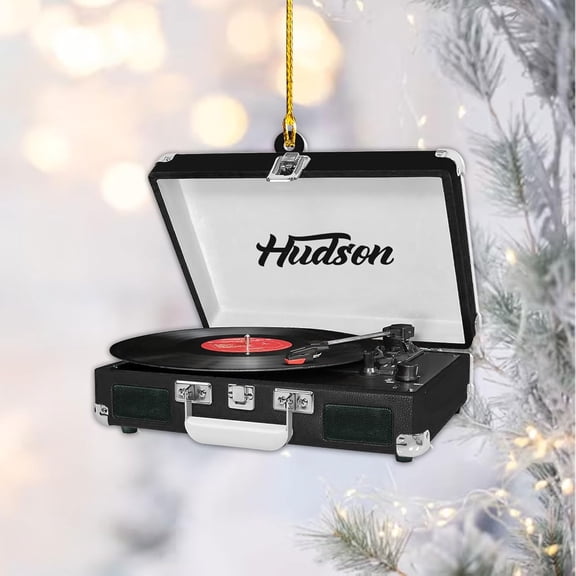 Personalized Vinyl Record Ornaments 2025 Custom Record Vinyl Gift Xmas Record Player Christmas Ornament Record Player Ornament Record Player Ornaments for Christmas Tree (OVR8) - 3241 (Black)