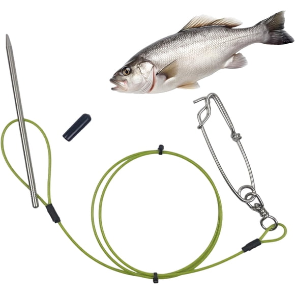 Fish Stringer | Stainless Steel Cable Holder - 3.94FT Heavy Duty Live Fish Lock | for Saltwater Freshwater Sea Boat Spearfishing Fishermen Stringer Fishermen
