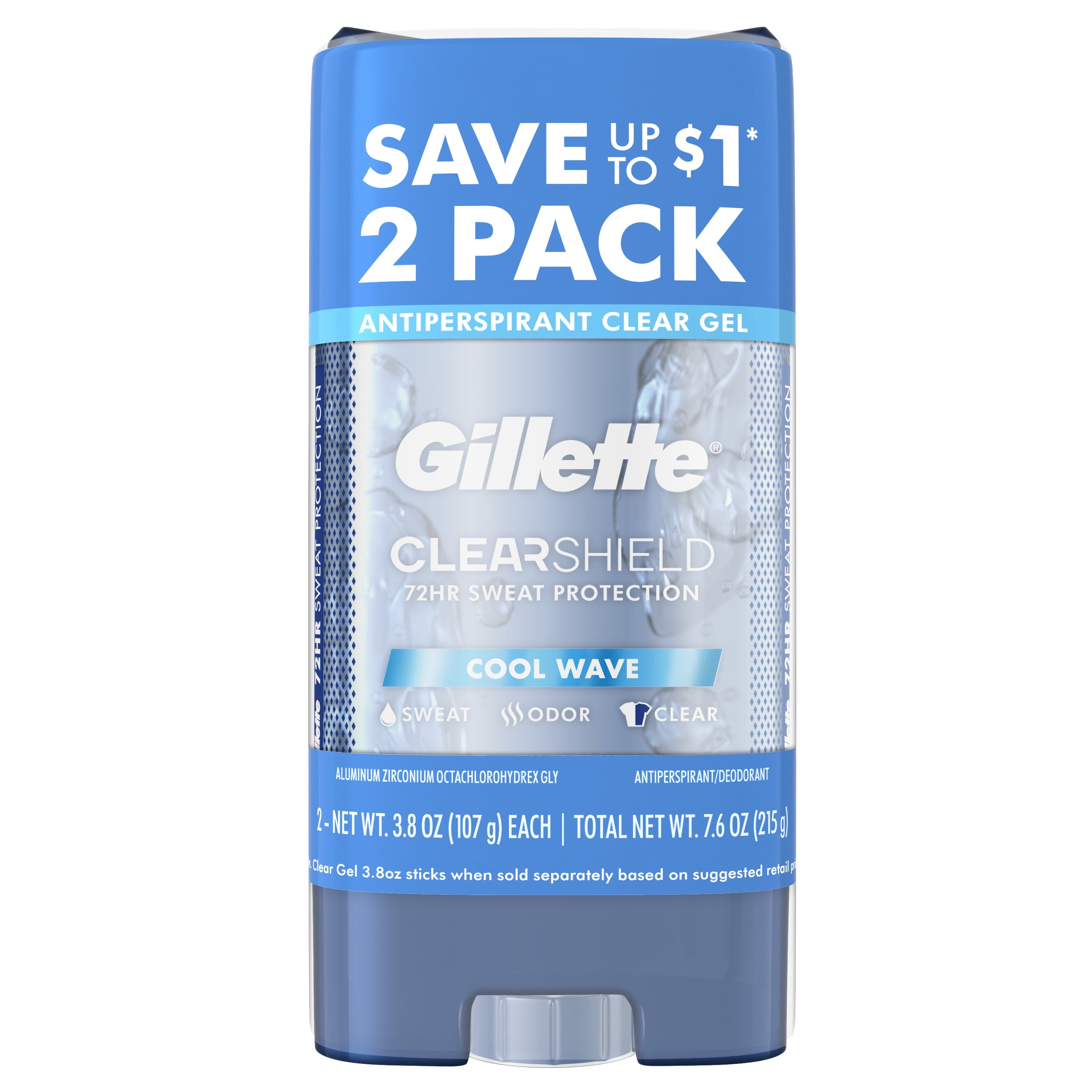  Gillette Antiperspirant and Deodorant for Men, Clear Gel, Wild  Rain Scent, 3.8 oz : Beauty & Personal Care