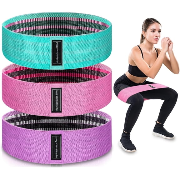 DDI Exercise Bands, 3 Levels Fabric Resistance Bands for Working Out, Workout Bands Resistance for Women & Men, Multi-colored Fabric Booty Bands for Leg Strength Training, Yoga