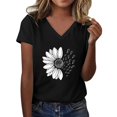 thumbnail image 2 of Black Young Adult Tops Women's Sunshade Summer T Shirt Plus Size Loose Top Top Girls Short Sleeve Graphic Casual V Neck T Shirt Going Out Tops for Women, 2 of 4