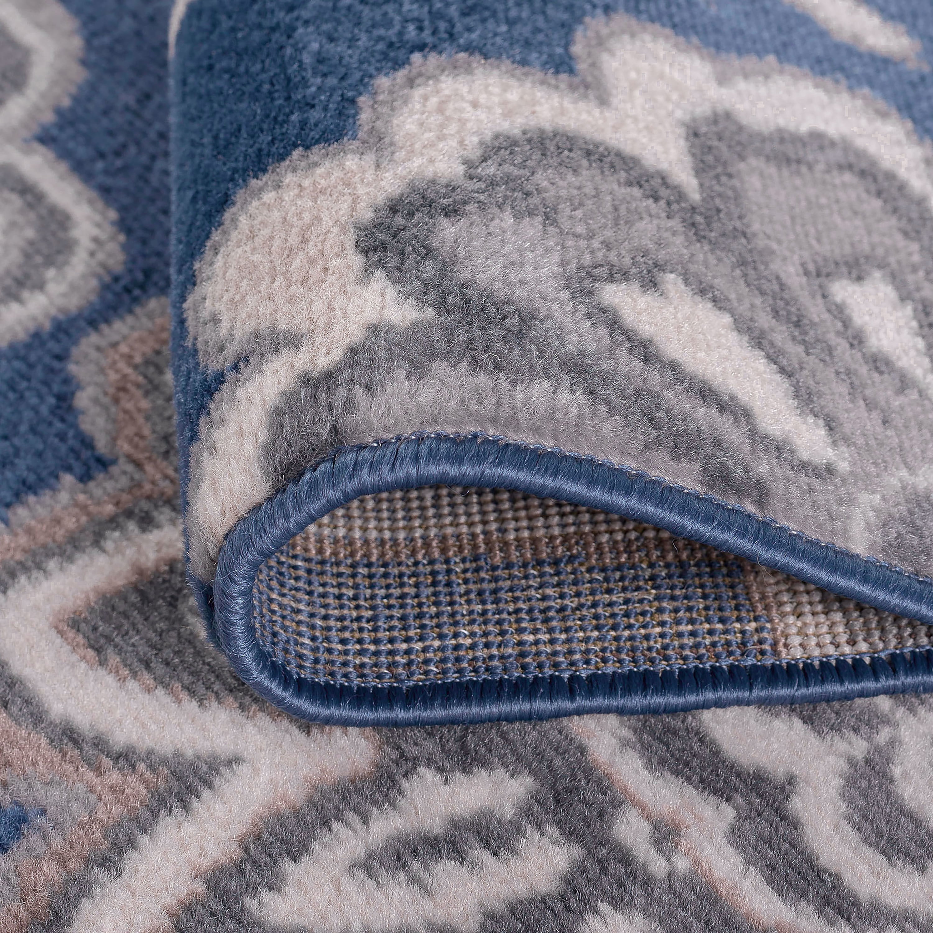 Madison Transitional 9' x 12' Navy and Cream Polypropylene Indoor Area Rug