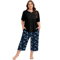 thumbnail image 3 of FEREMO Women Plus Size Pajamas Set Short Sleeve Prints Pjs Sets Sleepwear 2 Piece Loungewear Capri Pants with Pockets, 3 of 8