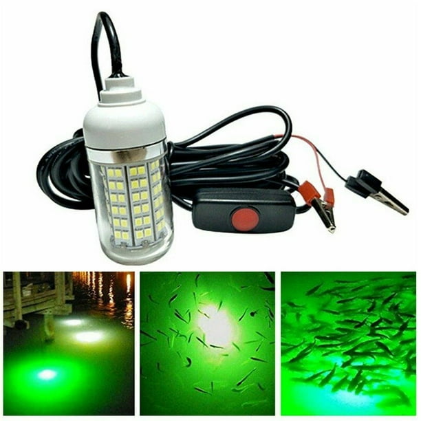 12V LED Green Underwater Outdoor LED Submersible Night Fishing Light Crappie Shad Squid Boat