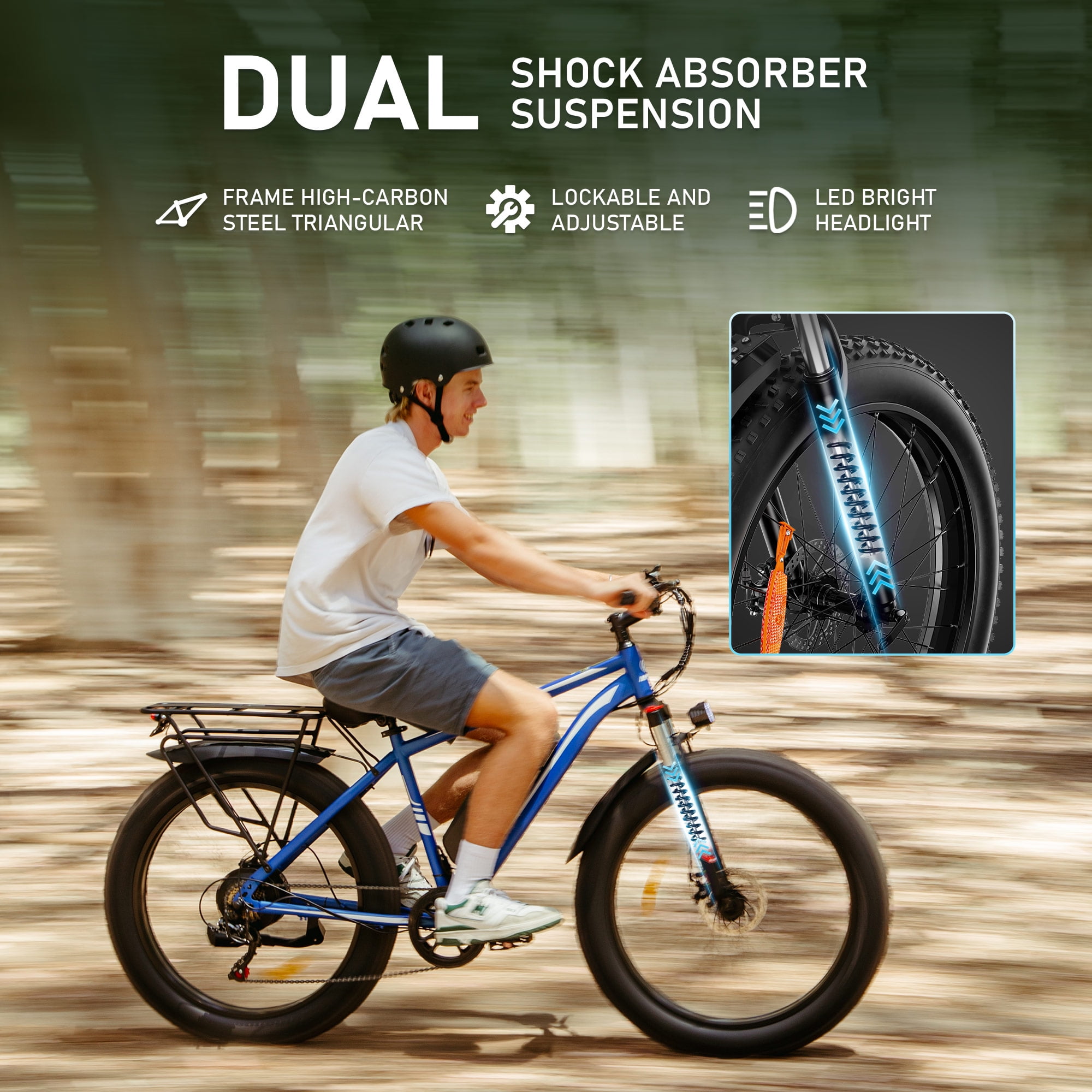 AMYET EB26 Electric Bike for Adults Set of 2, 26" Fat Tire E-Mountain Bicycle, 1000W 48V 15Ah 7-Speed Ebike UL2849