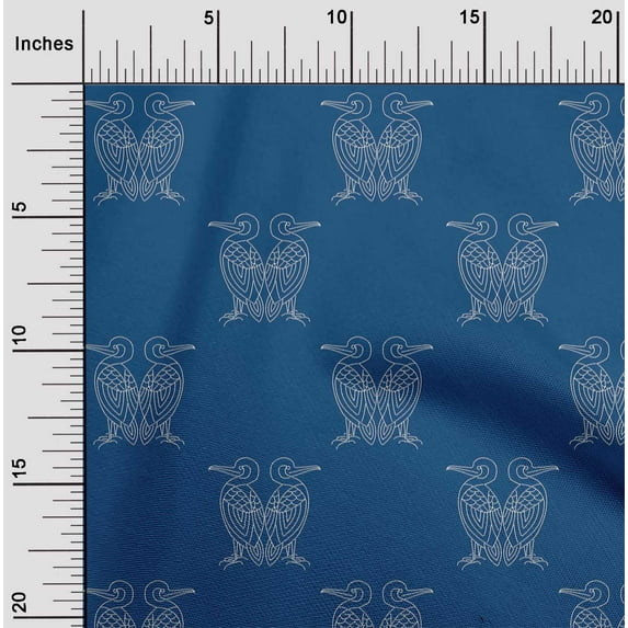 oneOone Viscose Chiffon Fabric Bird Artistic Sashiko Print Decor Fabric Printed BTY 42 Inch Wide