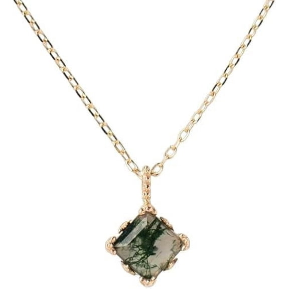 Moss Agate Gemstone Pendant Necklace, AAA Natural Moss Agate Necklace, Moss Agate Necklace, May Birthstone, Womens Pendant Necklace, 925 Sterling Silver Necklace, Wedding, Christmas, Anniversary