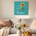 thumbnail image 6 of You Are My Sunshine Canvas Wall Art for Living Room, Vintage Country Yellow Sunflower Floral Bees Heart Teal Poster Print Painting for Bedroom Office Home Decor Wall Pictures Prepare To Hang 10"x10", 6 of 9