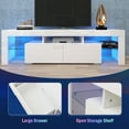 thumbnail image 5 of JOYSOURCE White TV Stand with LED for 55 60 65 70 75 inch TV, Modern High Gloss Entertainment Center with Large Storage for Living Room, 5 of 15