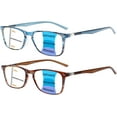 thumbnail image 1 of 2 Pack Progressive Multifocus Reading Glasses Men and Women Computer Blue Light Blocking Anti Eyestrain Readers, 1 of 7