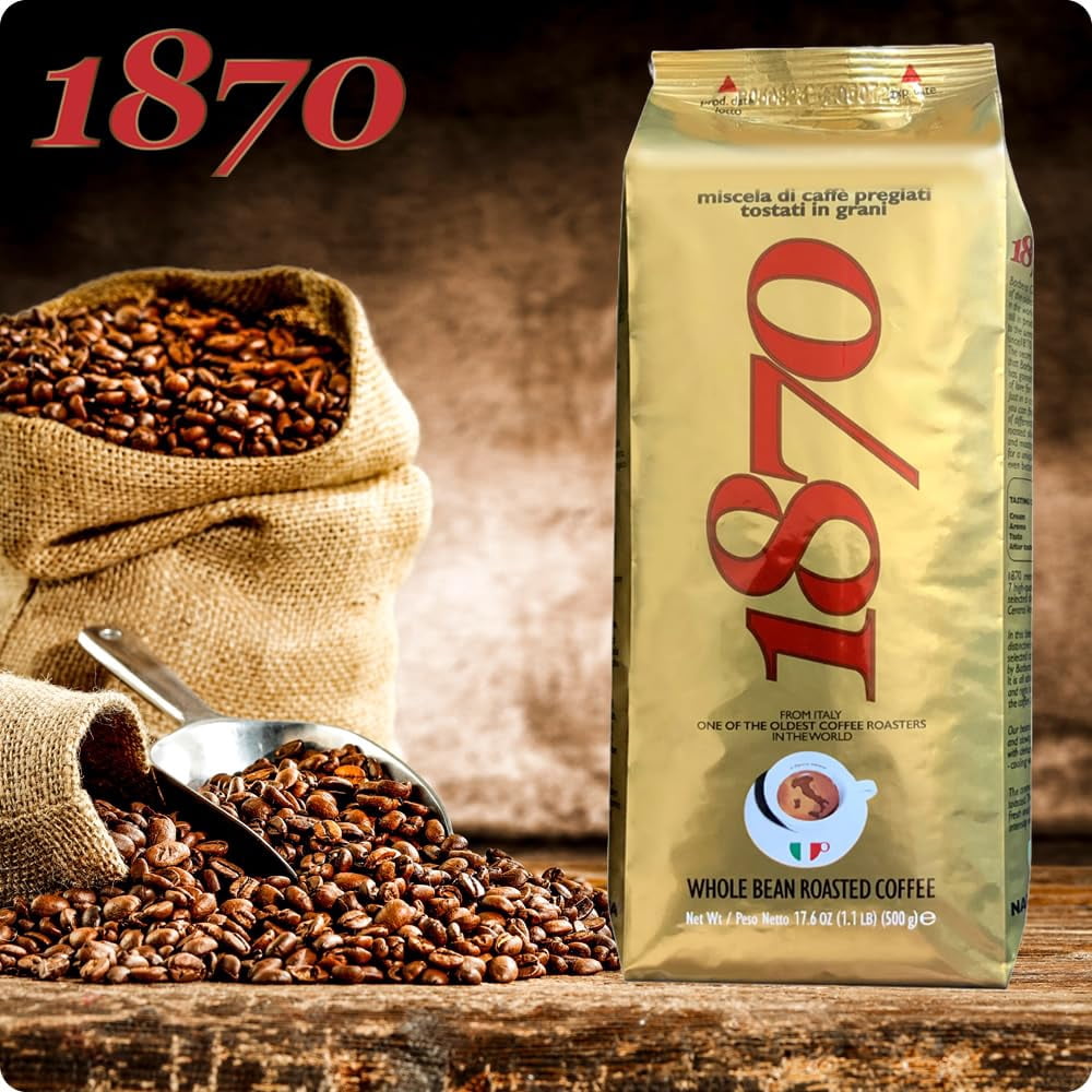 1870 by Caffe Barbera: Mago Whole Bean Roasted Coffee, Aromatic Intense & Fruity 7 Bean Blend by one of the worlds oldest coffee roasters, 150+ years of Roasting over 6 generations, 1.1lb / 0.5kg