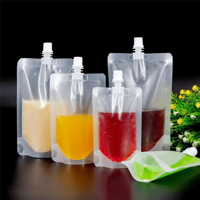 100PCS 200Ml Liquid Stand Bag Leak Proof Drink Packaging Bag Spout Pouch for Beverage Juice Milk Coffee Storage