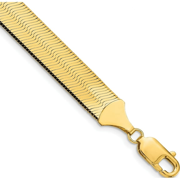 10K Yellow Gold 10Mm Silky Herringbone Chain (Width 10) (Length 8) - Jbsp