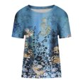 thumbnail image 4 of Pntutb T-Shirts à Manches Courtes pour Femmes Hauts à Imprimé Mode pour Femmes Blouse à Manches Courtes T-Shirt à Col Rond Hauts Rabais, 4 of 5