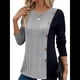 thumbnail image 3 of Camisa Asimétrica de Larga con Botones y Bloques de Color para Mujer, Ribete de Botones Claros y Abertura Lateral en la Cintura. Gris M, 3 of 8