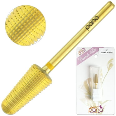 PANA Volcano Nail Carbide Bit - Two Way Rotate use for Both Left and Right Handed use - Fastest remove Acrylic or Gel - For Manicure Drill Machine - 3/32" (Extra Fine - XF, GOLD)