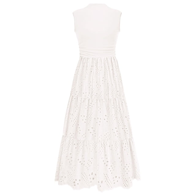 Vestido de verano PRETTYGARDEN 2025, camiseta sin mangas con ojales, maxi con bolsillos