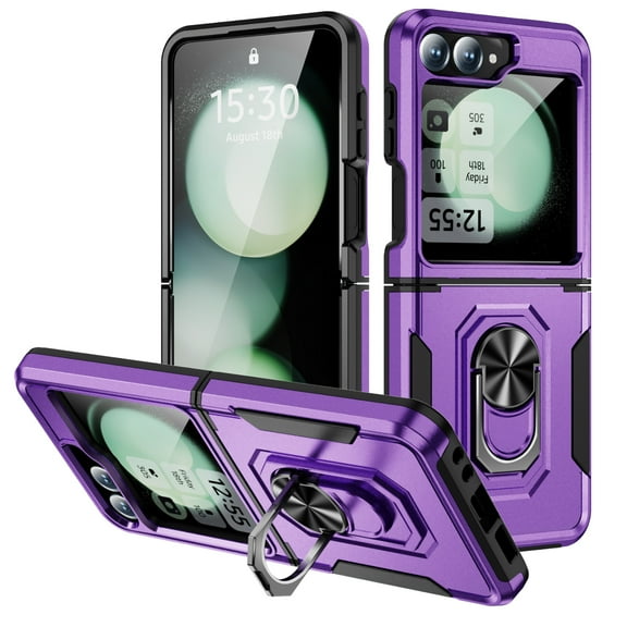 ChicShell Magnetic Case For Samsung Galaxy Z Flip 6,[Military Grade Drop Tested][Built in Kickstand] Slim Phone Case For Samsung Galaxy Z Flip 6, Purple
