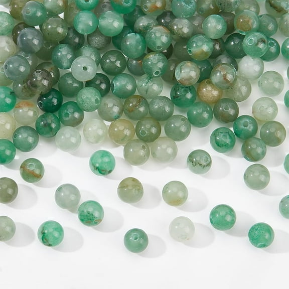 1Box About 126 Pcs Natural Stone Beads 6-6.5mm Green Aventurine Beads Natural Gemstone Beads Smooth Crystal Beads Loose Spacer Round Bead for Bracelet Necklace Jewelry Making 2 Strands