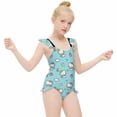 thumbnail image 4 of Hello Kitty Girls One Piece Swimsuits Hawaiian Summer Swimwear Beach Bathing Suit Outfits, 4 of 7