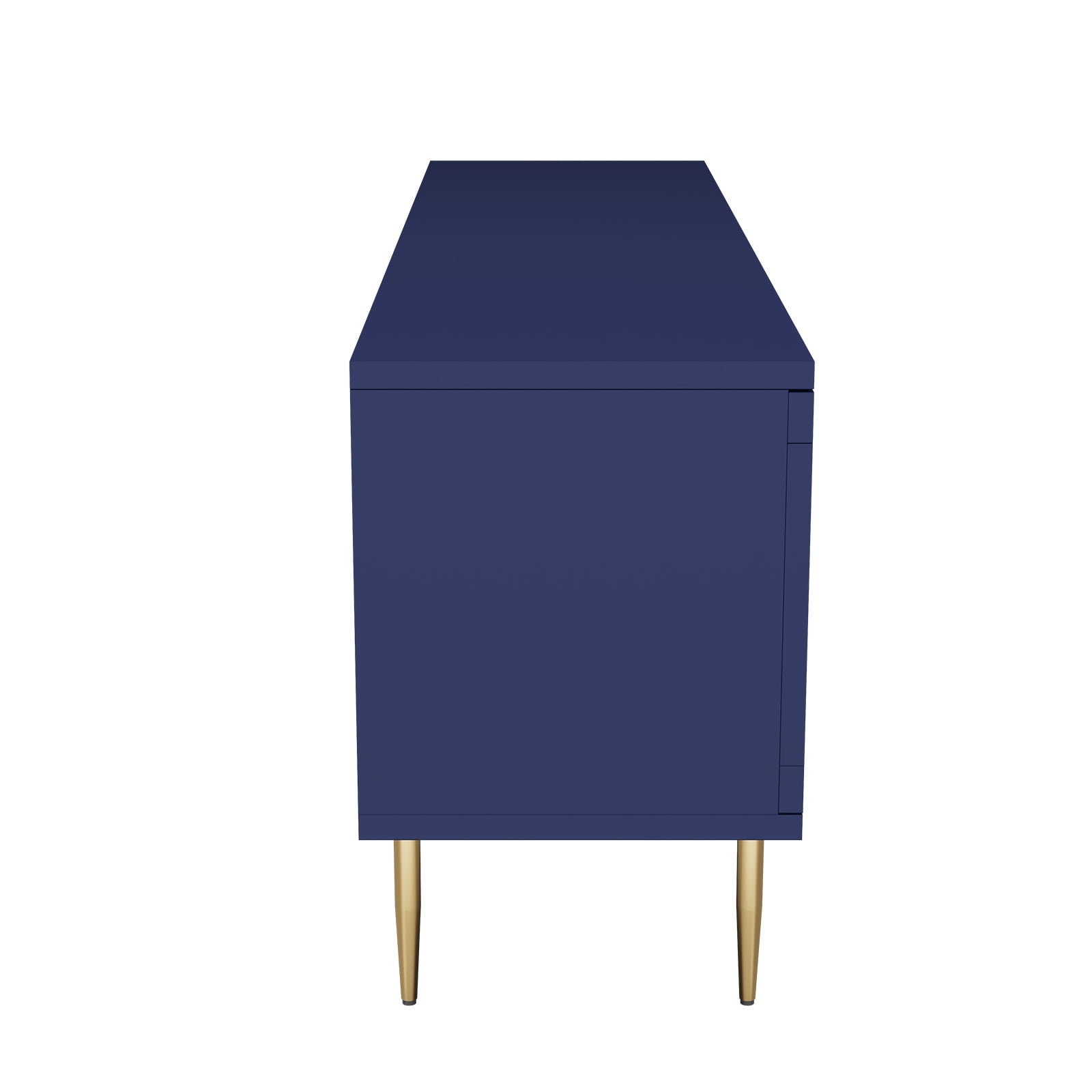HLR 63" Modern Wood TV Stand with 3D Flower Pattern for TV Up To 75", Entertainment Center with Storage, Navy Blue
