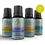 Top Aromatherapy Blends Gift Set By Ovvio Oils | Inhale - Respiratory Relief | Unwind - Stress Relief | Enhance - Mood Lifting | Slumber - Natural Sleep | 4 Full Size 15ml Bottles