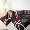 thumbnail image 4 of Feelyou Cartoon Basketball Print Queen Comforter Set, Black Stripes Abstract Bedding Sets, Ball Sport Game Reversible Bedding Comforter Set, Lightweight Room Decor, 3pcs, 4 of 8