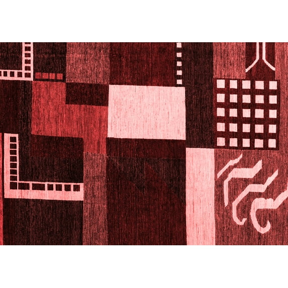 Ahgly Company Machine Washable Indoor Rectangle Abstract Red Modern Area Rugs, 8' x 12'