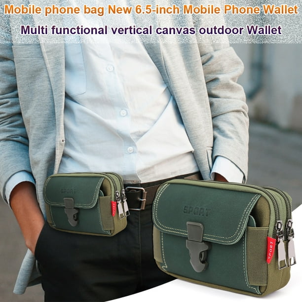 Bolsa Rinonera de lona para hombre monedero para telefono cinturon con cremallera rinonera estilo 2 verde JShteea Para Estrenar Bodega Aurrera en linea