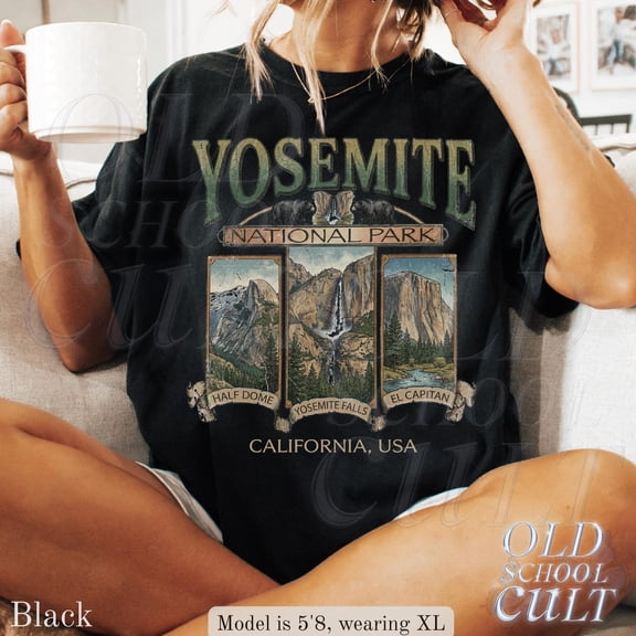 Yosemite National Park Vintage Graphic Tshirt, Retro California USA 90s Nostalgia Half Dome Classic Shirt, Unisex Cotton T-Shirt, Sizes S-3XL