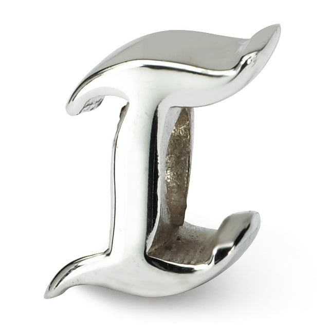 925 Sterling Silver Charm For Bracelet Letter I Script Bead Alphabet