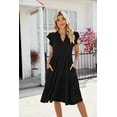 thumbnail image 7 of Womens Ruffle Summer Dress Short Sleeve V Neck Midi Dresses Fashion Casual Fit Flowy Tiered Boho Beach Vacation Sundress, 7 of 7