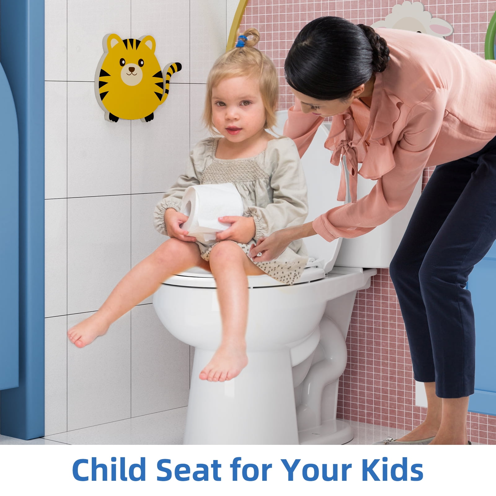 Round Toilet Seat with Built-in Toddler Potty Training – Soft Close, Quick Release Hinges, Easy Installation – Quiet, Durable & Family-Friendly – Fits Adults and Kids – 17”