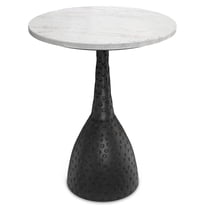 Myles 16 inch Wide Aluminum and Marble Contemporary Modern Side Table in Black