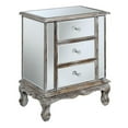 thumbnail image 3 of Gold Coast Vineyard Three-Drawer Mirrored End Table in Weathered White Wood, 3 of 4