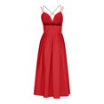 thumbnail image 3 of CHUANK Robe Maxi pour Femmes Économies Liquidation Aubaines Femmes Sans Manches Dos Nu Uni Robe à Col en V Grande Taille Été Décontractée Longues Robes Robes d'Invitée de Mariage Robe de Plage Fête Beige P, 3 of 5
