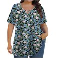thumbnail image 2 of Aimik Plus Size Top for Women Summer Floral Print Crisscross V Neck Short Sleeve Daily Soft Blouses Loose Fit Casual Tops, 2 of 6