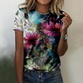 thumbnail image 2 of Women's Bleached Sublimation Short Sleeve Tshirts Cute Tees Tops Casual Soft Breathable Lightweight Trendy Summer Blanks, 2 of 4