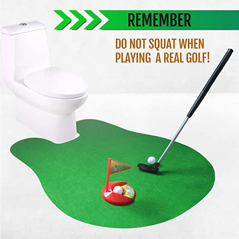 HuoBi Toilet Golf,Mini Golf Bathroom Toilet Toy Putting Golfing Game Indoor  Practice Mini Golf Set Golf Training Accessory for Men Women and Kids