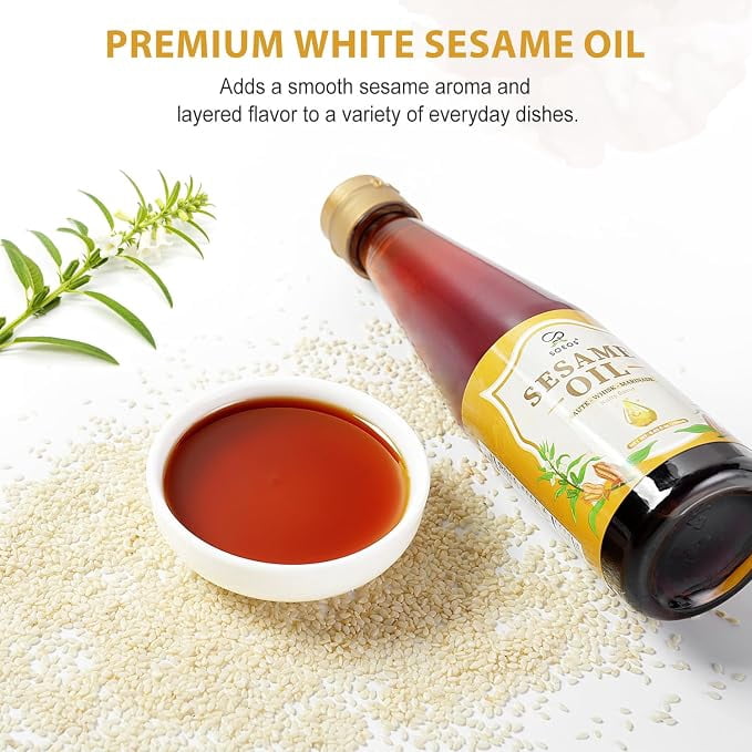 Soeos Sesame Oil, 8.45 Fl Oz (250 ml), Pure Roasted Sesame Seed Oil for Cooking & Seasoning, Rich Nutty Aroma, Ideal for Stir-Fry, Marinades, Noodles & Asian Cuisine