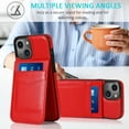 thumbnail image 4 of Entronix Wallet Case for Apple iPhone 15 Plus Leather Wallet Card Holder Case, Built In Kickstand with 6 Card Slots Holder for Apple iPhone 15 Plus, Red, 4 of 6