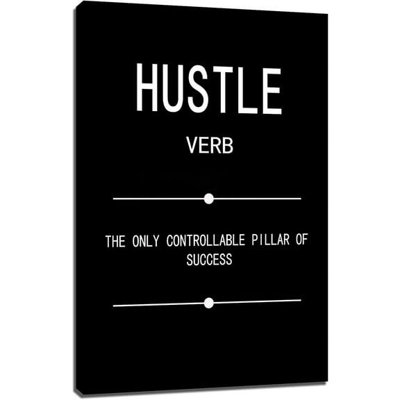 Hustle Verb Motivational Posters Inspirational Wall Art Picture HD Prints on Canvas Modern Home Decor Painting Artwork for Living Room Stretched and Framed Ready to Hang [12''''W x 18''''H]